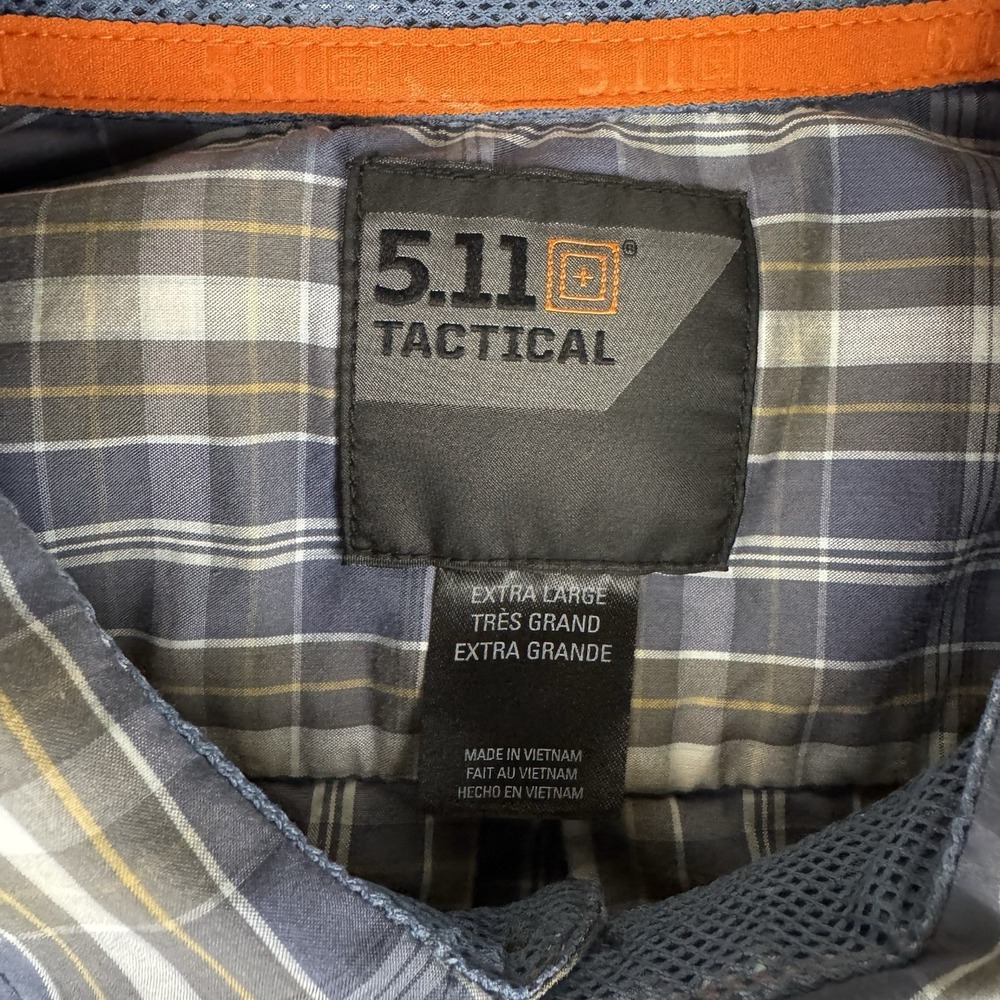 5.11 tactical Mens XL Button Up Long Sleeve Shirt Blue Plaid Pockets Workwear - Picture 3 of 10